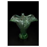 Hand Blown Green Glass Handkerchief Vase