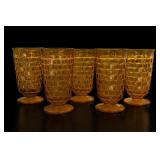 Colony Whitehall Amber Glass Goblets, 5Pc