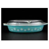 Pyrex Turquoise Snowflake 1.5Qt Casserole With Lid