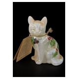 Fenton Hand-Painted Opalescent Cat Figurine