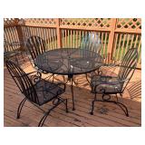 Wrought iron patio table w 4 chairs