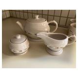 Longaberger teapot, sugar and creamer