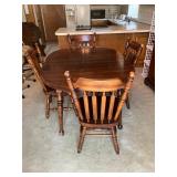 Solid pine table with one leaf and 4 chairs