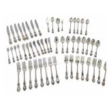 Oneida Afterglow Sterling Silver Flatware Set, 54 Pcs, 4.4 LBS Mid-Century