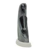 Larry Yazzie Signed Navajo Steatite Sculpture Native American Woman w/ Fan