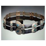 Navajo Sterling Silver Turquoise Concho Belt Star Hallmark Vintage Native