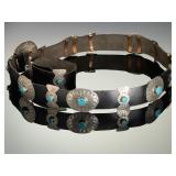 Navajo Sterling Silver Turquoise Concho Belt Star Hallmark Vintage Native