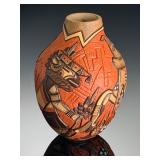 Hopi-Tewa Carved Pottery Jar by Marty & Elvira Naha, Nampeyo Lineage