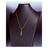 Tiffany & Co. 18k Gold Dagger Pendant & Serpentine Necklace Vintage 750