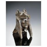 Harvey Pratt Signed Bronze "Wolf Clan Headdress" Native American Sculpture 3/30