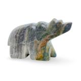 Monumental Alan Lewis Zuni Bear Sculpture Carved Stone Turquoise Eyes