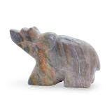 Monumental Alan Lewis Zuni Bear Sculpture Carved Stone Turquoise Eyes