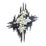Monumental Brutalist MCM Wall Sculpture in the Style of Curtis Jeré, Brass & Chrome
