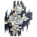 Monumental Brutalist MCM Wall Sculpture in the Style of Curtis Jeré, Brass & Chrome