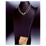 David Yurman Sterling Silver Diamond Double Strand Wheat Chain Necklace 16"