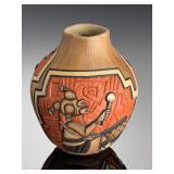 Marty & Elvira Naha Nampeyo Hopi-Tewa Carved Katsina Pottery Jar Koyemsi Mudhead