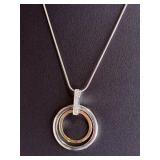 Alwand Vahan 14k Gold Sterling Silver Diamond Concentric Circle Necklace
