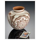 Zuni Pueblo Pottery Randy Nahohai Heartline Deer Pot Jar - Signed 1999