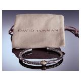 David Yurman 18K Gold Diamond Sterling Silver 5mm Cable Classics Cuff Bracelet