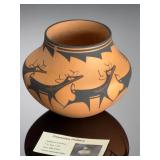 Zuni Pueblo Pottery Heartline Deer Olla Jar by Anderson & Avelia Peynetsa 2009