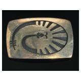 Hopi Anderson Koinva Sterling Silver Overlay Snake Serpent Belt Buckle
