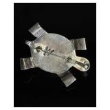 Bennie Ration Navajo Sterling Silver Turquoise Turtle Brooch Pendant Pin