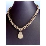 Tiffany & Co. Sterling Silver Return to Tiffany Round Tag Choker Necklace 18"