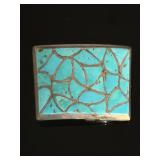 Zuni Turquoise Mosaic Inlay Silver Belt Buckle Edison Laurenda Bobelu ELB