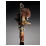 William Haney Signed Native American Wolf Clan Sandstone Bust Sculpture 1989