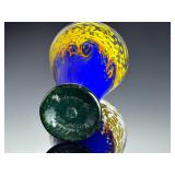 Pair of Chinese Cloisonne Ginger Jars Lime Green Plum Blossom Birds 11.7"