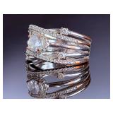 DK Sterling Silver Amethyst Statement Cocktail Ring Size 7.5