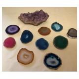 TTM010 Large Amethyst Cluster & Polished Geode Slices