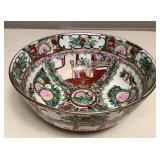TTM025 Vintage Chinese Porcelain Rose Medallion Serving Bowl
