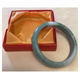TTM066 Green & White Jade Bangle Bracelet New