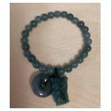 TTM079 Jade Bead Lucky Neko Cat Bracelet New