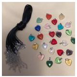 TTM081 Twenty-Five Polished Crystal Heart Pendants & Cords New