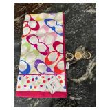 TTM306 - Coach Signature Scarf & Gold Tone Key Fob