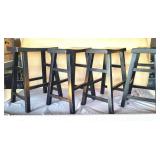 FTH312 - Set of 4 Black Wood Counter-Height Saddle Stools ( Home Decor Chair Chairs )