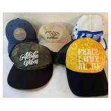 FTH314 - Collection Of Adjustable Hats - Hang Loose Hawaii, Aloha Vibes, Huf, & More! ( Hat )