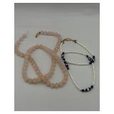 ARS115 - Pearl and Agate Necklaces with 14K Gold Clasps (1 broken)
