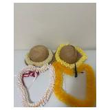 ARS169 - Two Woven Hats And 4 Lei’s