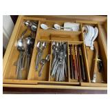 ARS195 - Wooden Drawer Organizer With Flatware & Ceramic Spoons 