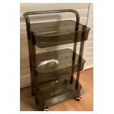 CCM023 Three Tiered Plastic Rolling Cart