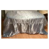 CCM051 King Sized Satin Finish Silvery Ice Blue Chinese Dragon & Cherry Blossom Comforter Bedspread 