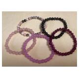 CCM062 Five Polished Stone Bead Bracelets New