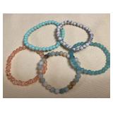 CCM063 Five Polished Stone Bead Bracelets New