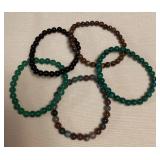 CCM064 Five Polished Stone Bead Bracelets New