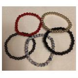 CCM065 Five Polished Stone Bead Bracelets New