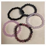 CCM066 Five Polished Stone Bead Bracelets New