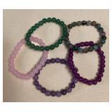 CCM067 Five Polished Stone Bead Bracelets New
